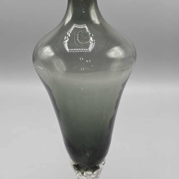 Vintage Empoli Italian Smoke Grey Decanter & Cordial Glasses Set 5 Twisted Foot - Picture 10 of 16